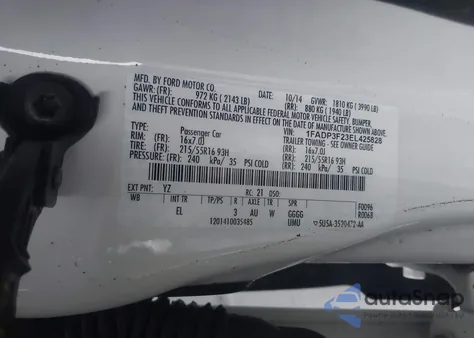 2014 Ford Focus Se from USA, damaged, VIN 1FADP3F23EL425828